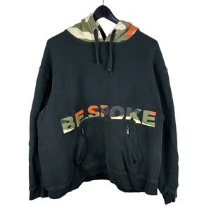 Mens Y2K BeSpoke Black Camo Spellout Streetwear Pullover Hoodie Size 2XL